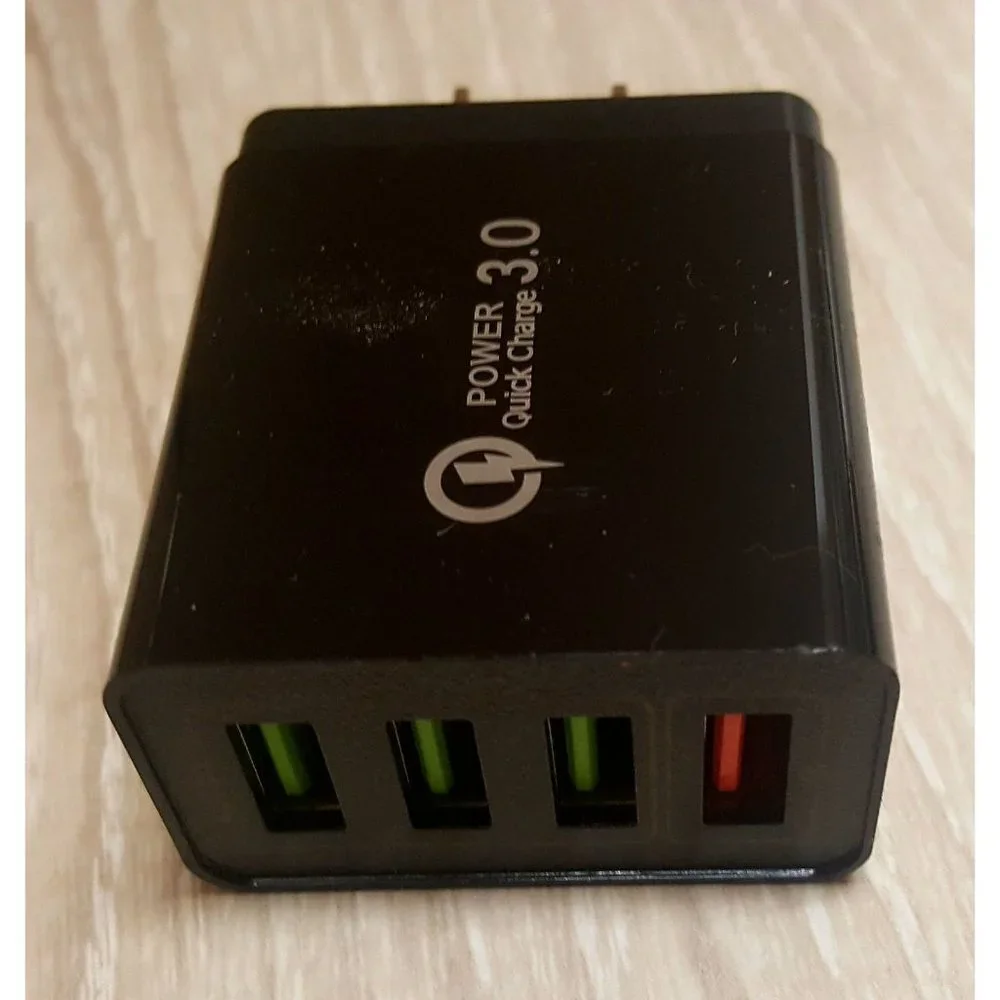 Fast 4 Port Wall Charger Quick Charge 3.0 Black